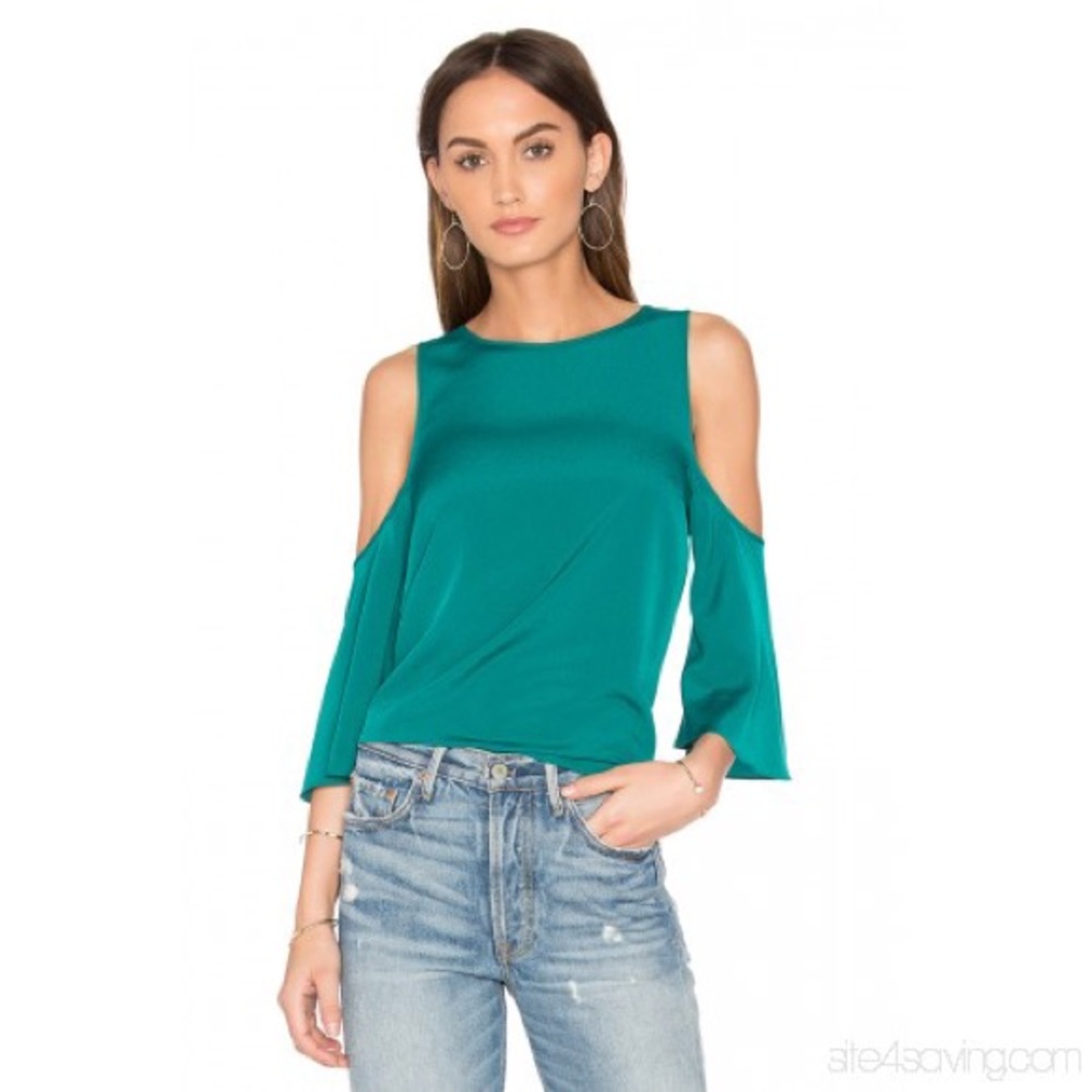 1. STATE Cold Shoulder Flounce Top